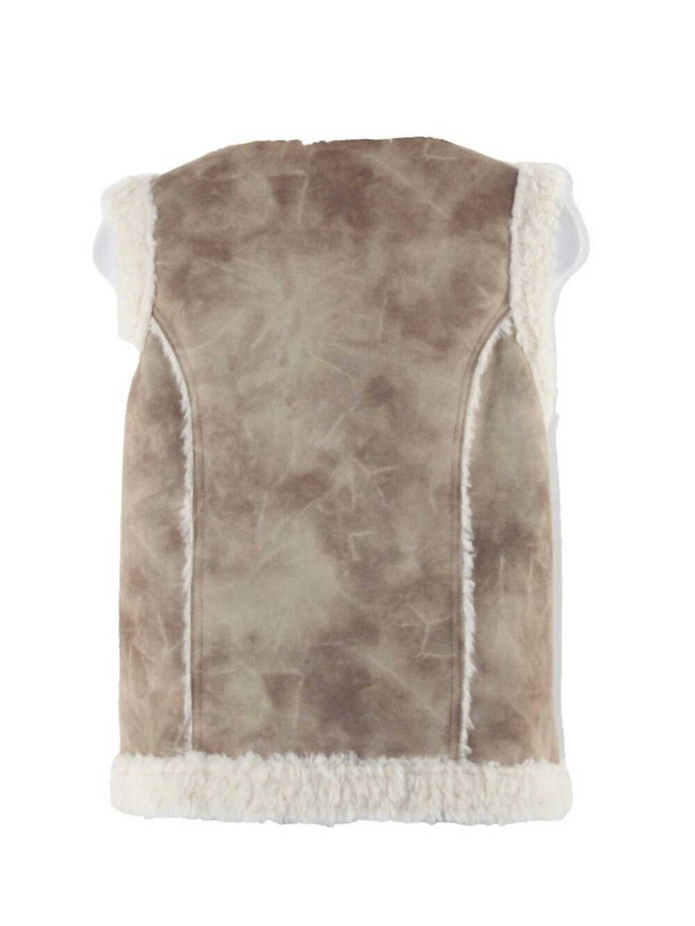 Stein Mart $115 Sz M Tan Cream Vegan Fur Suede Polyester Vest - Picture 3 of 5